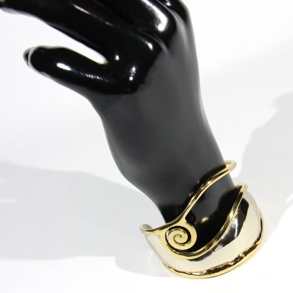 Gold and Silver Tone Modern Cuff Bracelet - Picture 5 of 8